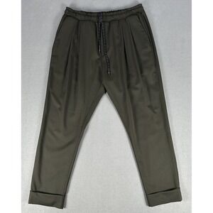 Low Brand Pants Joggers Mens Medium Green Pleated Cuffed Tokyo Minimalist‎ Luxe
